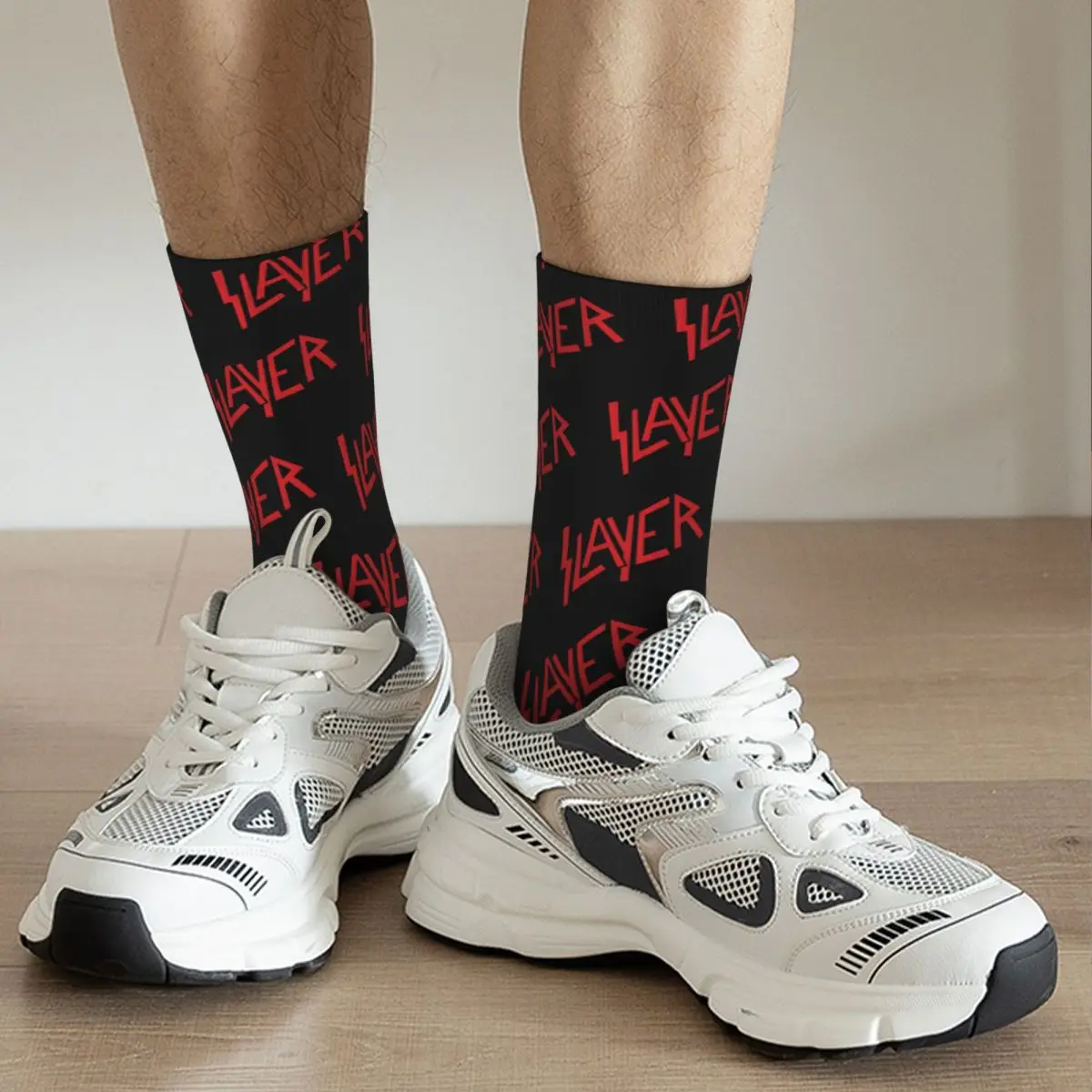 Calcetines de compresión con estampado divertido para hombre, calcetín con logotipo de Hip Hop, Harajuku Slayer, patrón feliz sin costuras, regalo informal