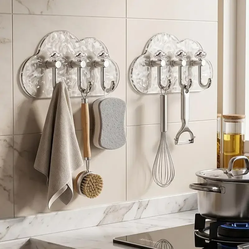 Luxury Cloud Hook Adhesive No Drilling Strong Kitchen Bathroom Door Back Lightweight Towel Key Holder for Bathroom