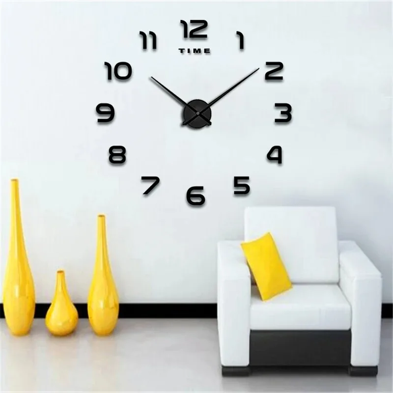 2023 Modern Design Large Wall Clock 3D DIY Quartz Clocks Fashion Watches Acrylic Mirror Stickers Living Room Home Decor Horloge