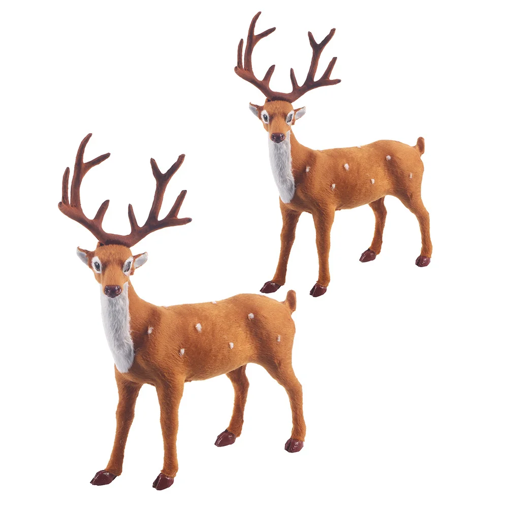 

2Pcs Christmas Deer Ornament Adorable Cartoon Vintage Style Standing Deer for Home Garden Yard Porch Xmas Party Decor