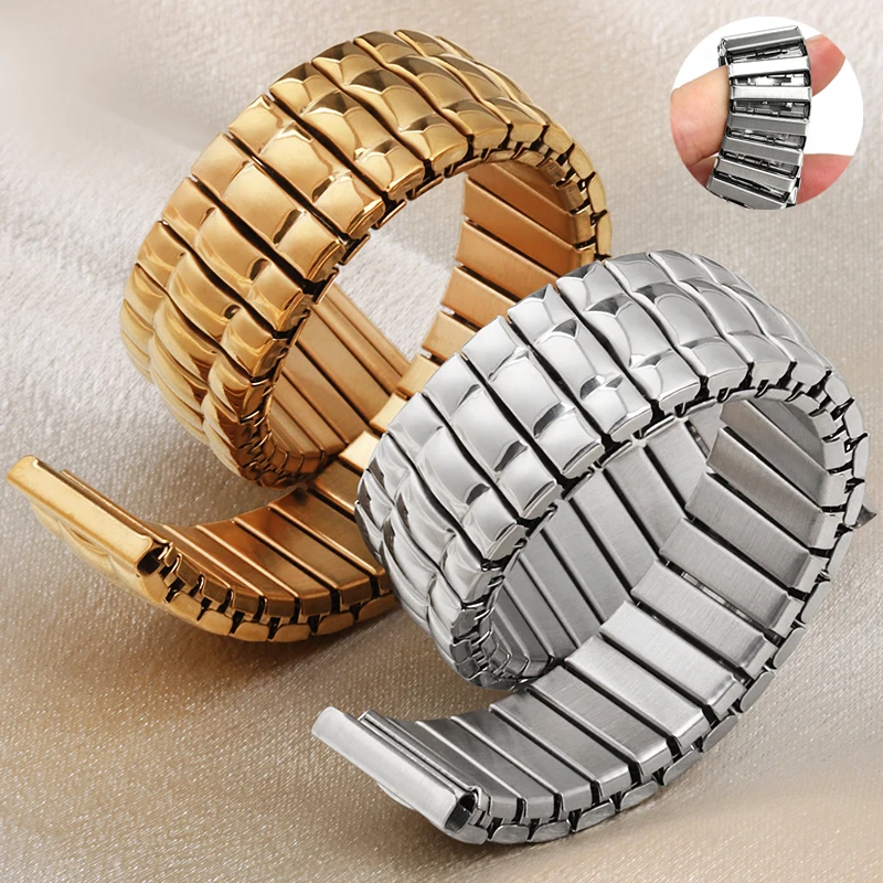 12mm 14mm 16mm 18mm 20mm Metal Elastic Strap Stainless Steel Stretch Expansion Band Universal Replacement Bracelet Accessories