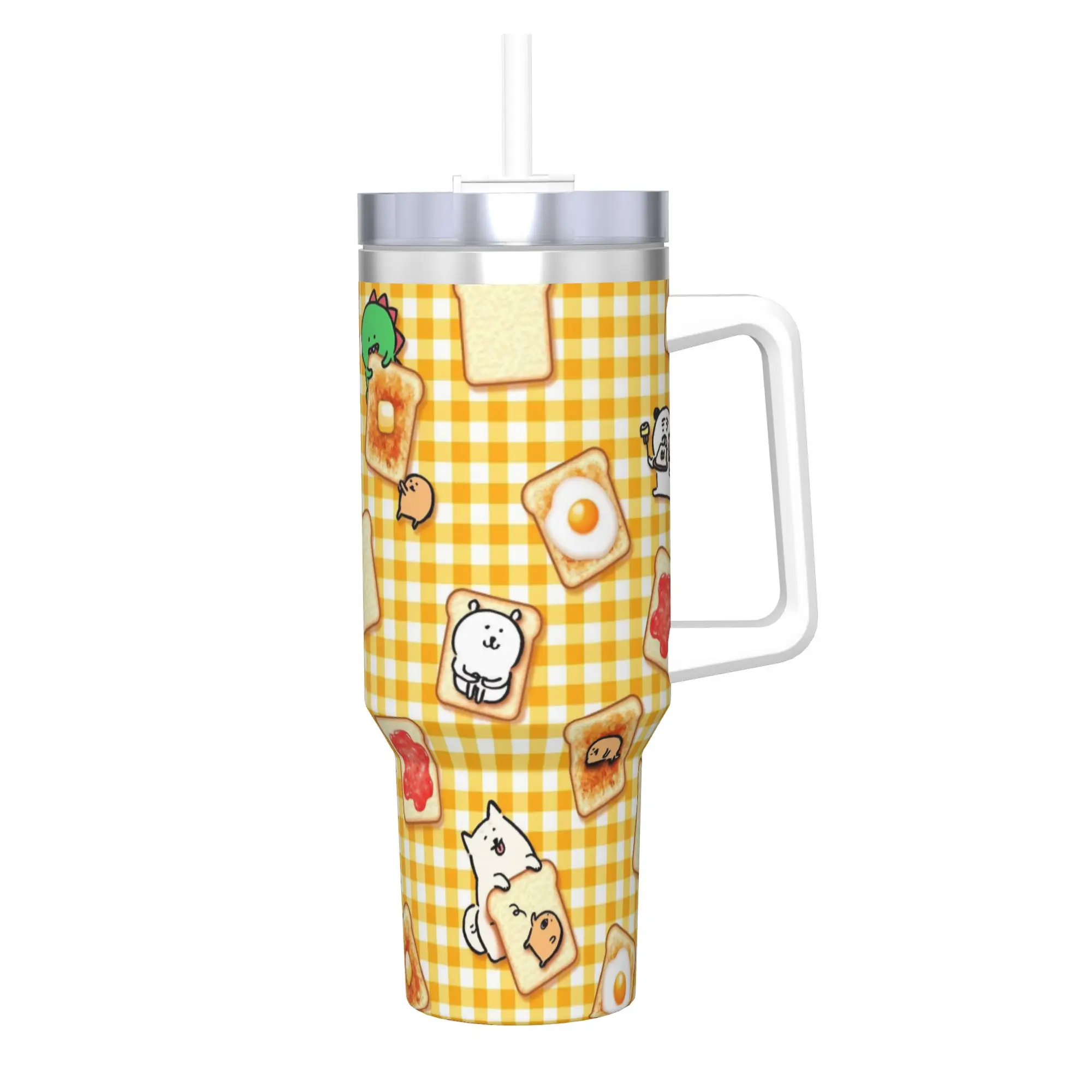 

40oz Joke Bear Cartoon Cute Vacuum Insulated Tumbler Funny Meme Handle Mug Outdoor Portable Stainless Steel Cup Water Bottle