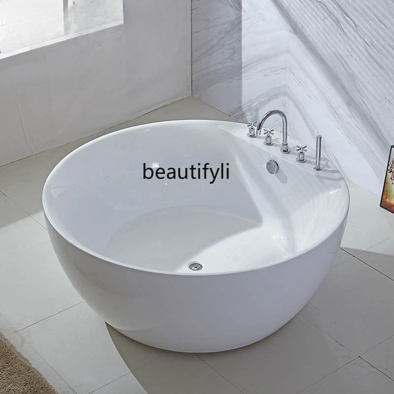 Free-standing, round double, Jacuzzi Family Adult Hotel B & B, bathtub basin