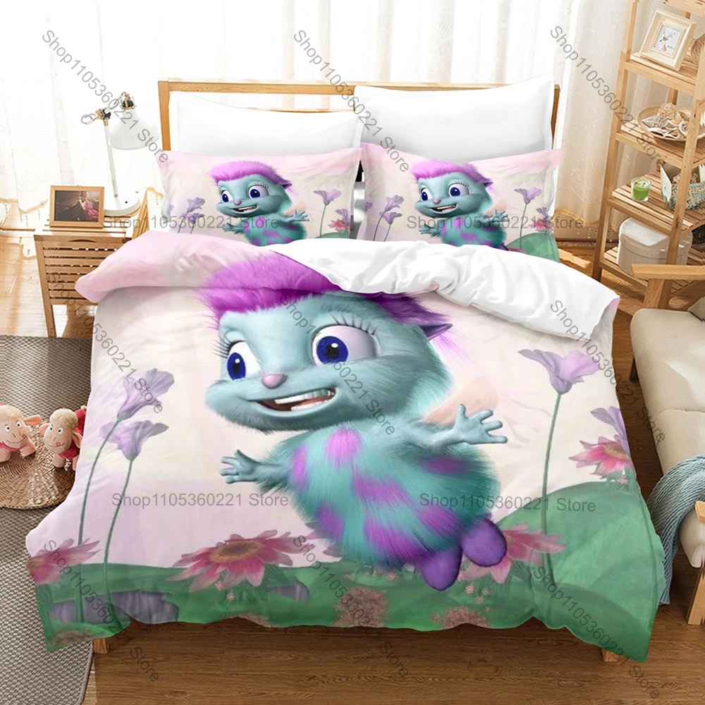 Soft Pink Tuft Magical Forest Creature 3Pcs Bedding Set Duvet Cover & Pillowcases Whimsical Cartoon Home Textile