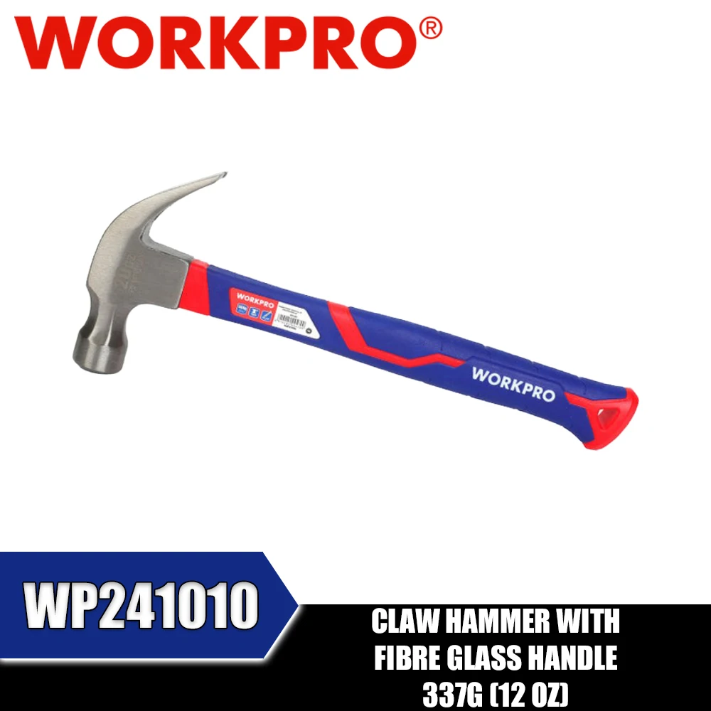 WORKPRO WP241009 WP241010 WP241011 WP241012 Claw Hammer with Fibre Glass Handle