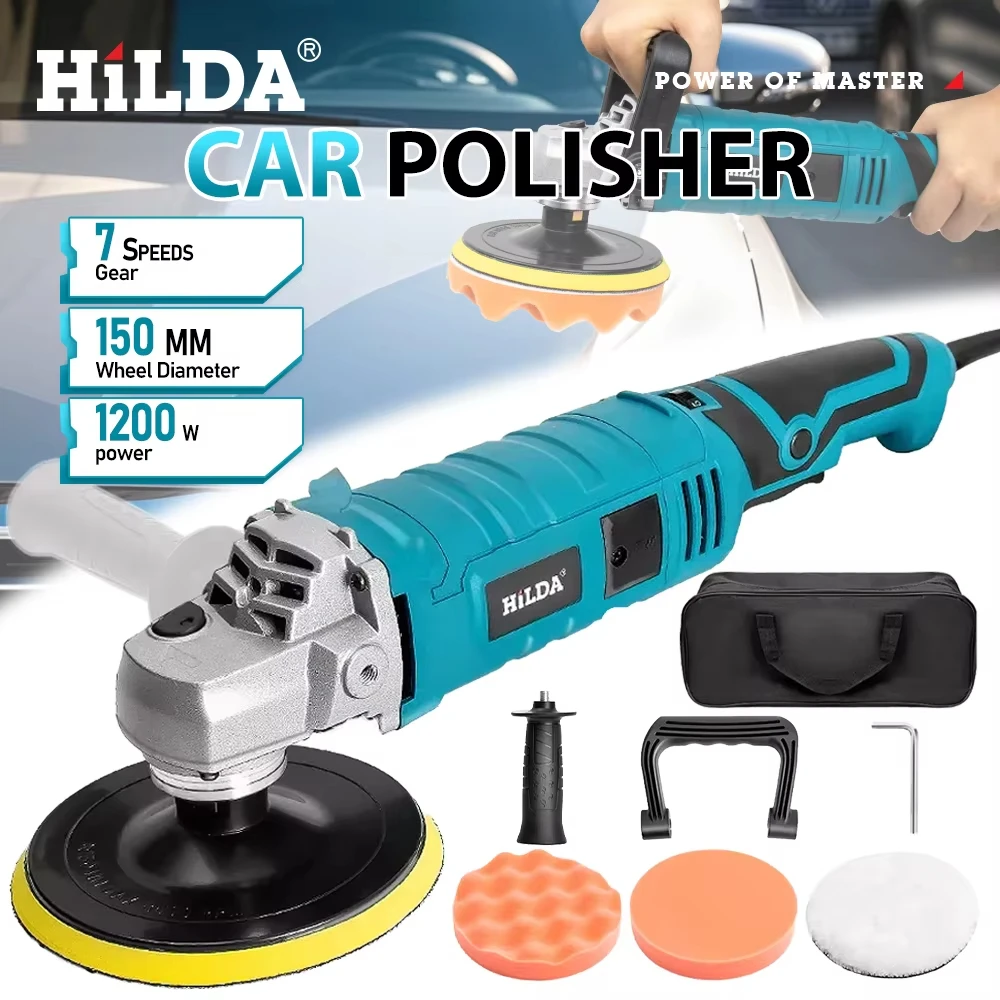 

HILDA 6inch Electric Car Polisher Machine with Auto Polishing Function Adjustable Speed Sander Waxing Power Tools for Car