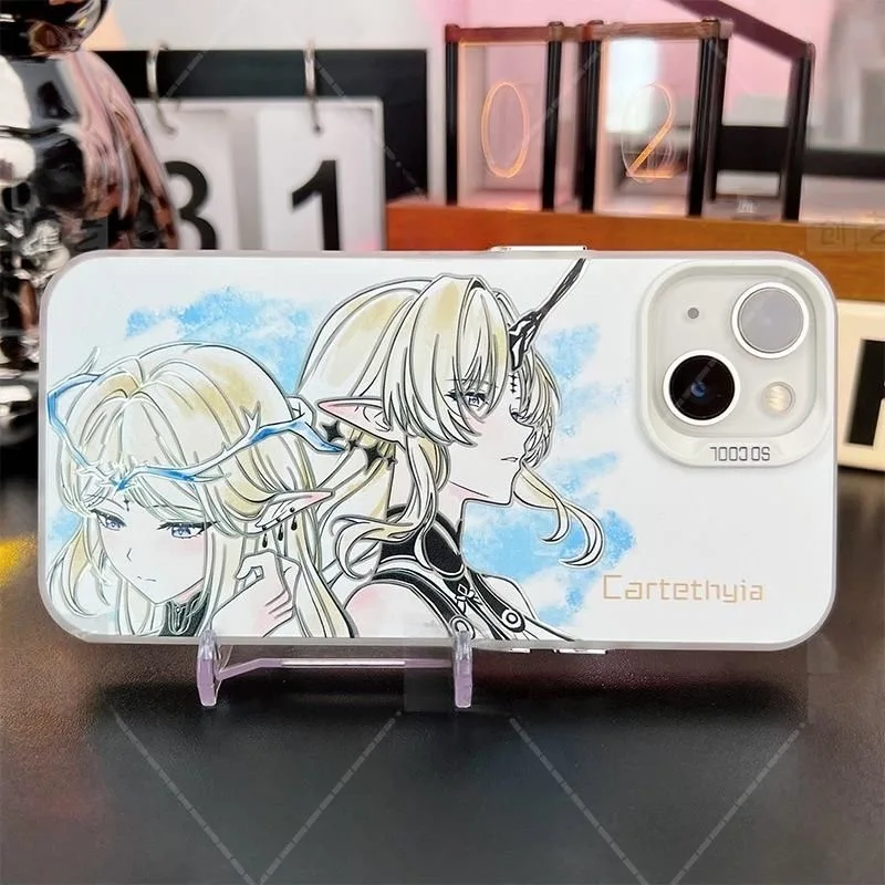 حافظة حماية ناعمة فضية من Wuthering Waves Cartethyia لهاتف iPhone 16 15 13 12 11 14 Pro Max XS XR 7 8 Plus X Hard Coque