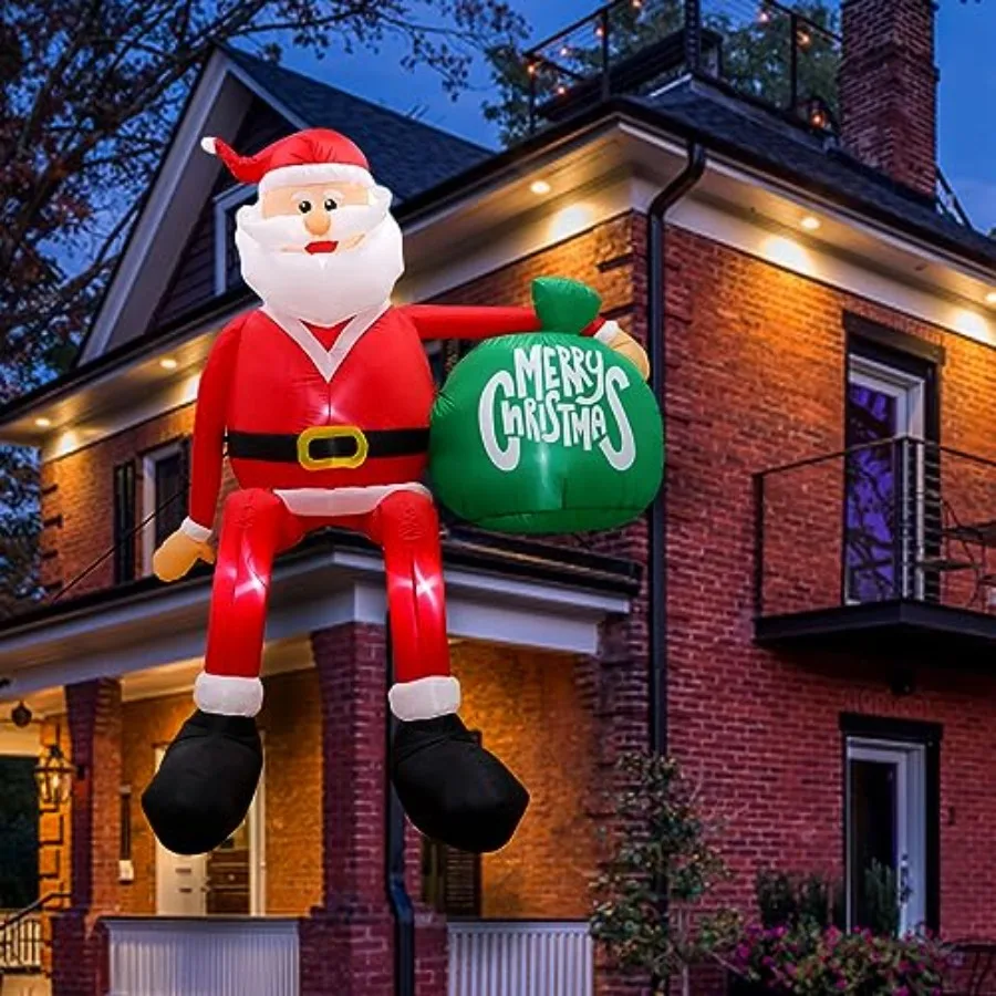 

8Feet Christmas Inflatables Outdoor Decoration, Climbing Inflatable Santa Claus Blow Up Yard Decorations with LED, Inflatable C