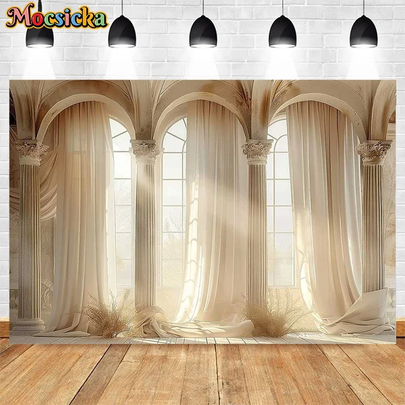 Tło fotograficzne Mocsicka Vintage Pałac Łuk Okno Dorosły Urodziny Ślub Ciąża Portret Dekoracja Tło Studio Fotograficzne