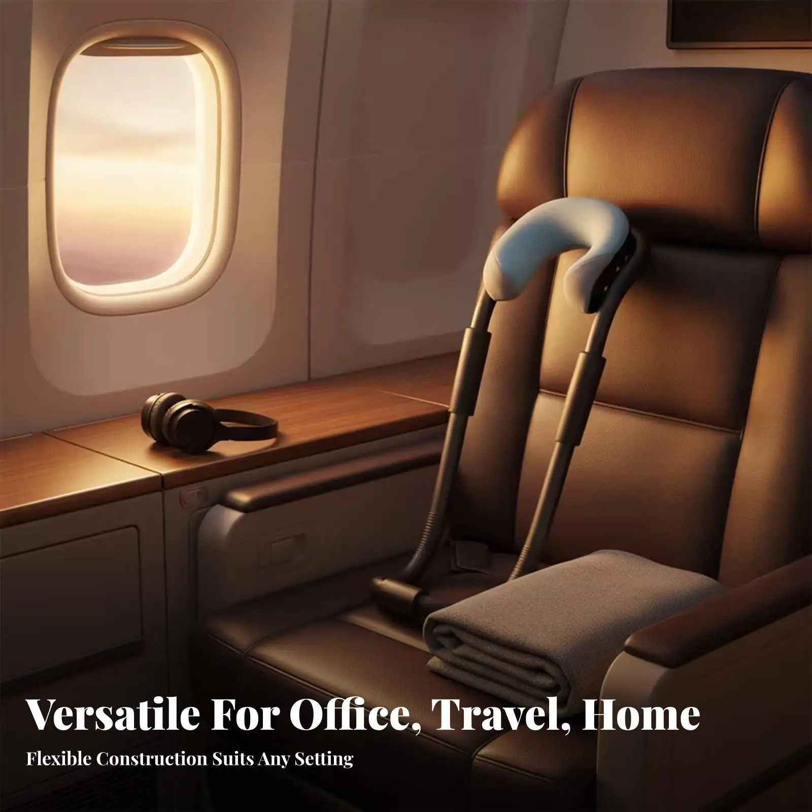 Compact Ergonomic Neck Pillow for Travel with Memory Foam and Bendable Metal Frame for Car Airplane Rest Cervical Support