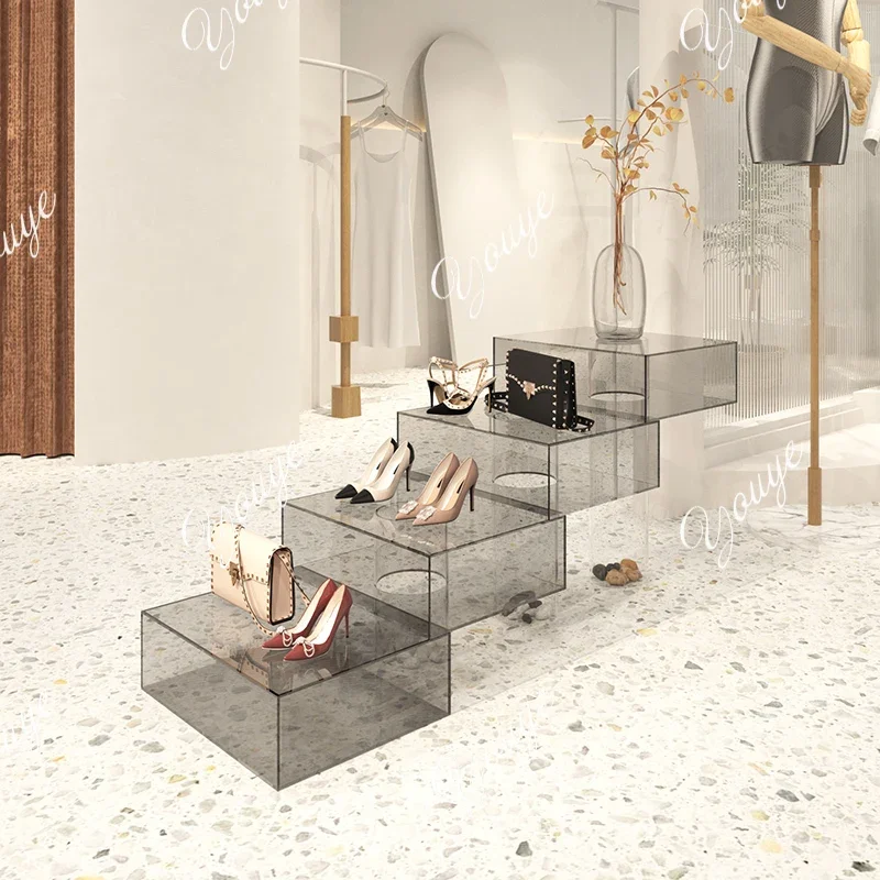 Q Clothing store Nakajima Taiwan water platform acrylic ladder shopping mall storage table shoe bag high and low booth