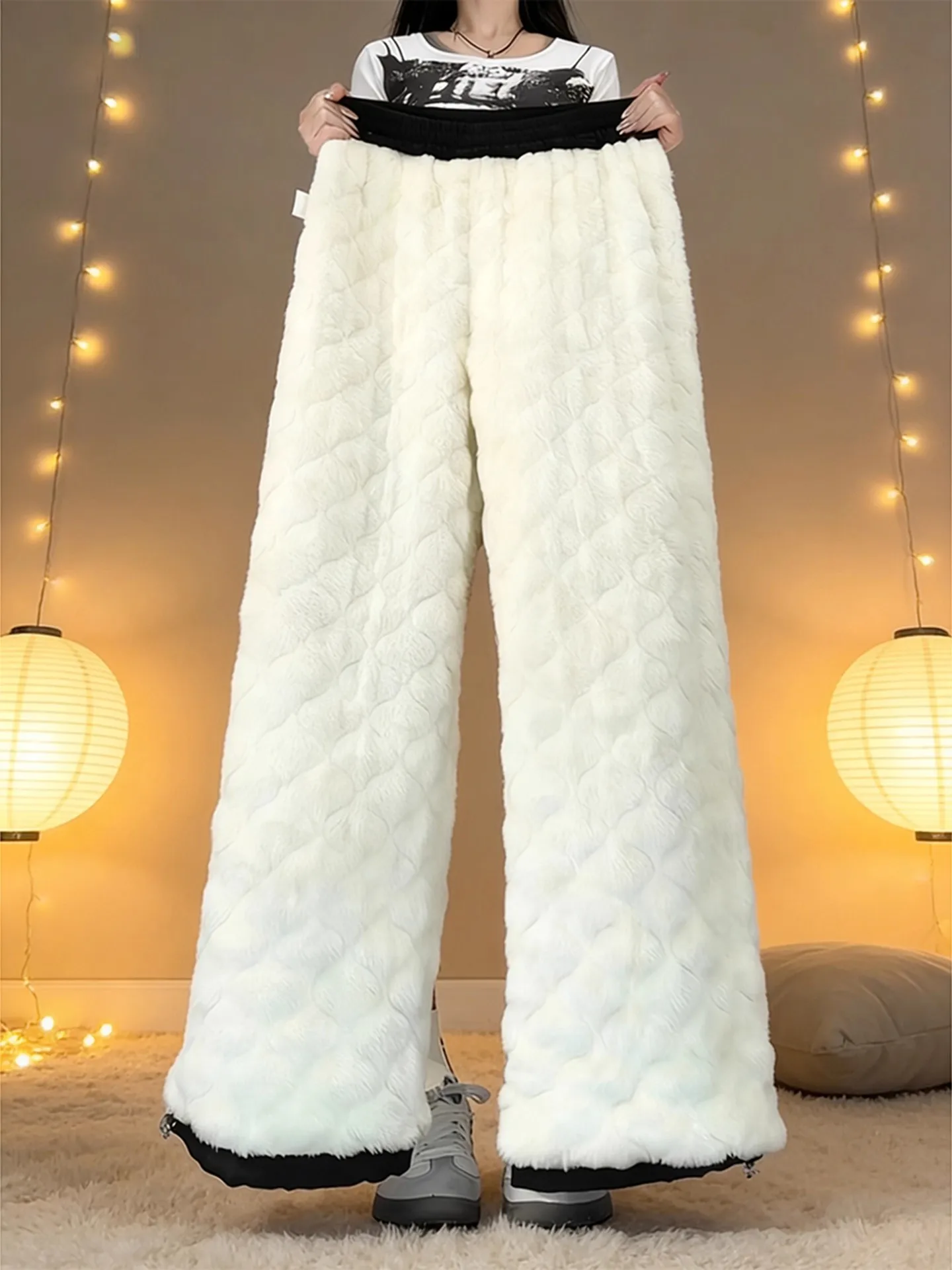 

Thi Northeast Outdoor Winter Cotton Pants Men Women Fce Lined Windproof Lamb Velvet Trousers Waterproof Skiing Pants