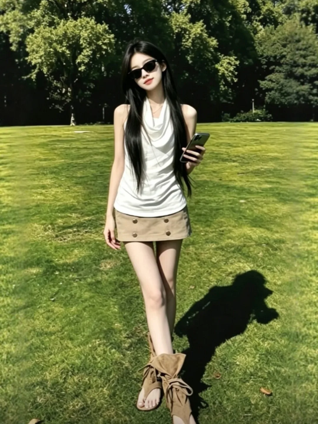 

Elegant V-Neck Halter Top And Skirt Two-Piece Set Comfortable Breathable Summer Outfit for Women Fashionable Versatile E...