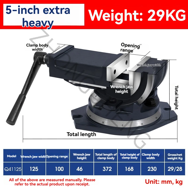 5 Inch Heavy Duty Tilting Flat Pliers 360 Degree Rotating Table Pliers  Milling Machine Precision Machine Angle Vise