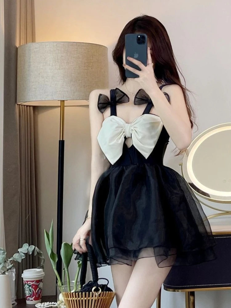 Women's Modest One Piece Swimsuit Fairy Style Tummy Control Conservative Swimwear Cute Student Beachwear for Spa and Hot Spring