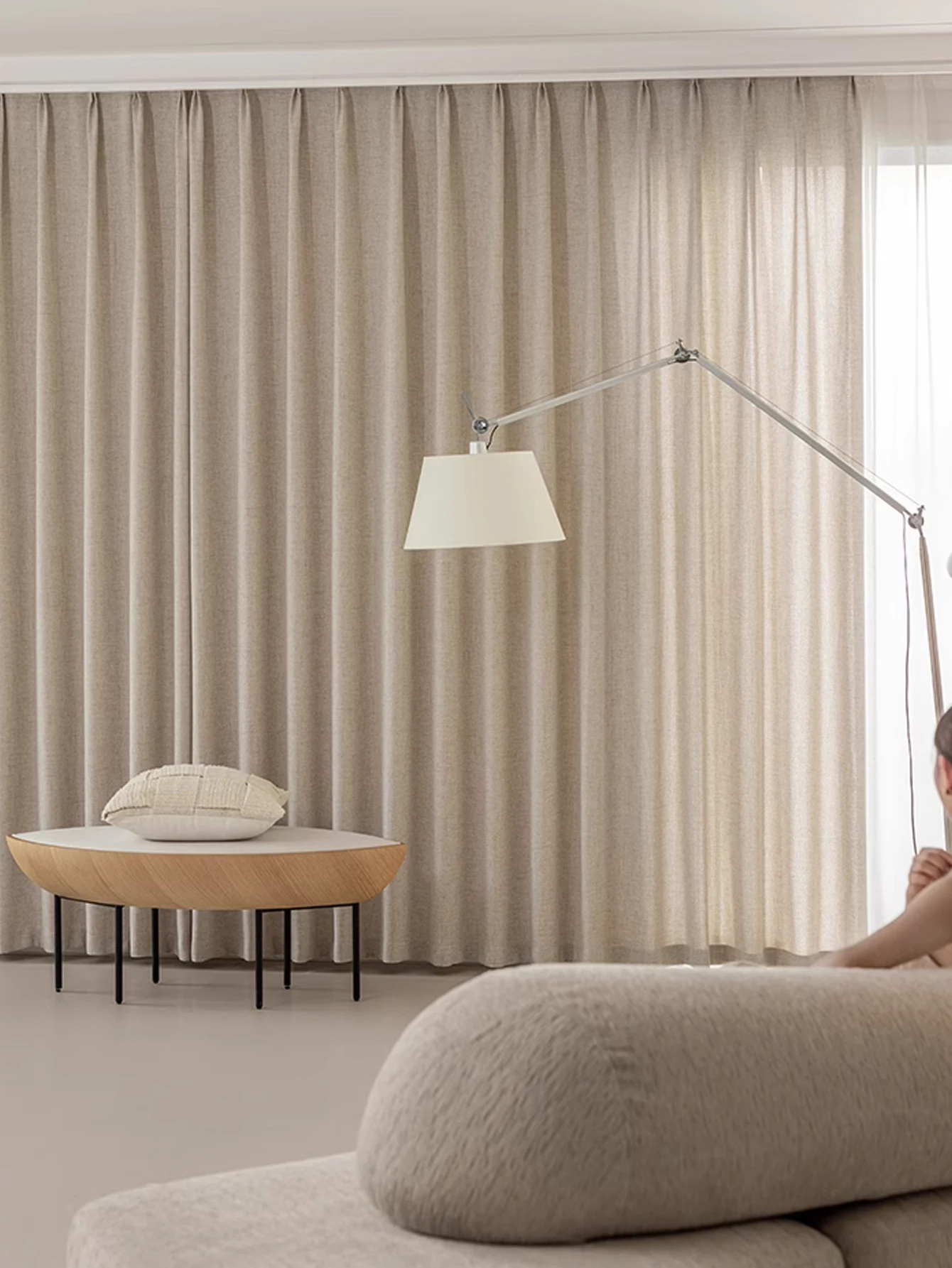 Soft Decoration Plain Autumn Log Style Linen Curtain Paid Texture Translucent Balcony Living Room Curtain