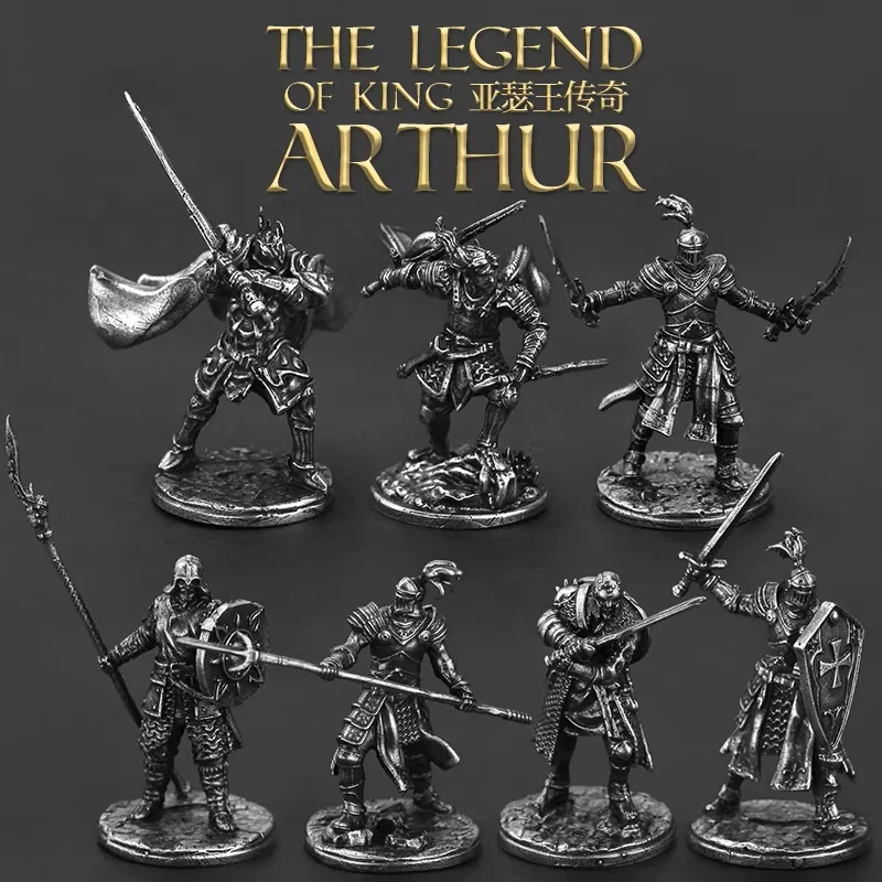 Handcrafted Copper King Arthur Warrior Miniature Medieval Knight Figure Tabletop Game Chess Piece Car Ornament Collectible Gift