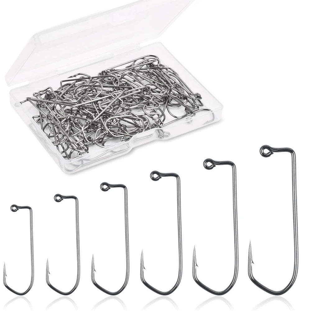 خطافات هزازة دودة طويلة الساق ، خطاف هزازة دائري 90 درجة لباس وسلمون السلمون المرقط ، 50 * ، Aberdeen