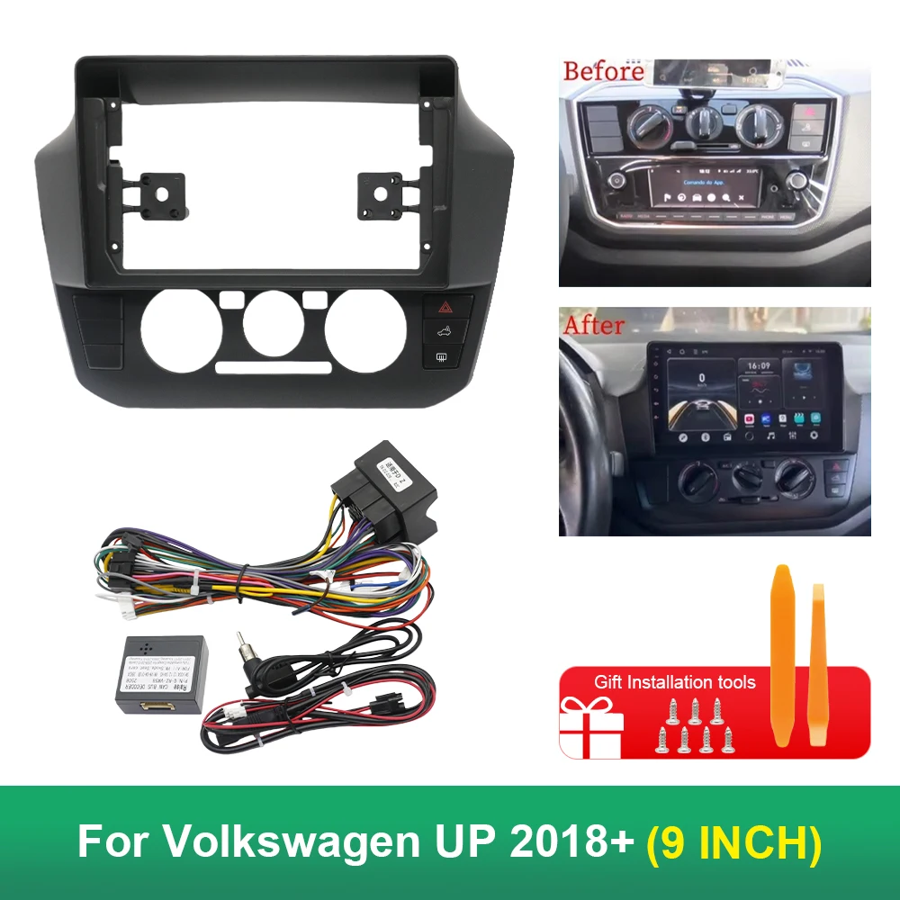 9 Inch Android Car Radio Fascia for Volkswagen Up 2018+ Dashboard Installation Kit with CANBUS Decoder