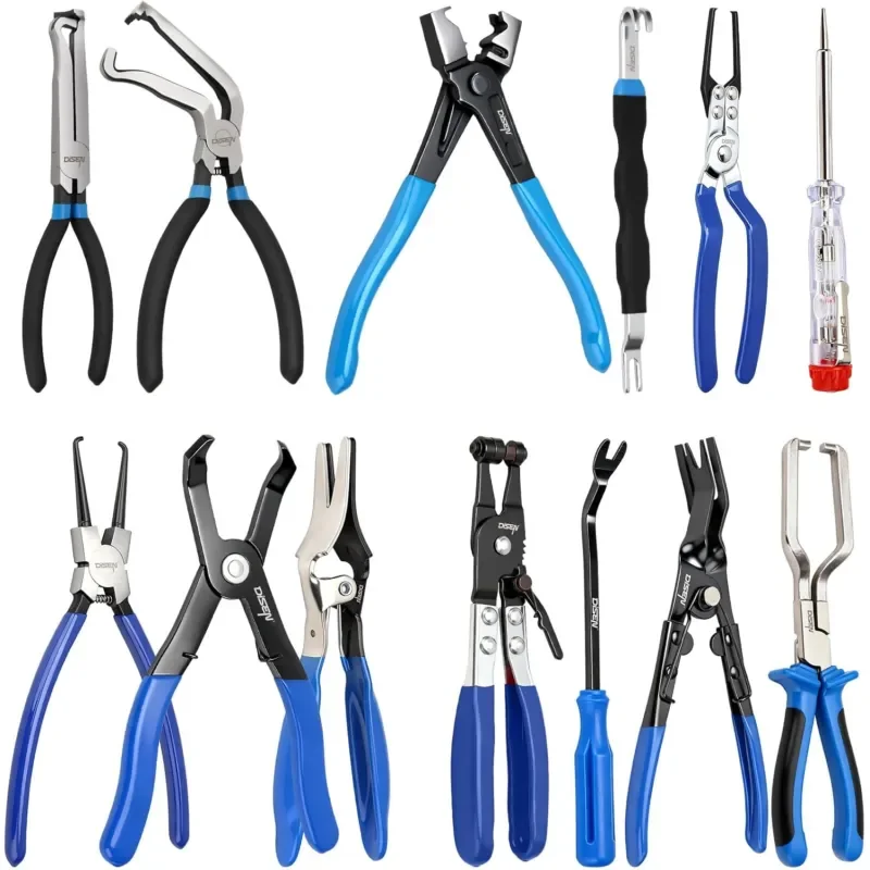 14PC Multi-functional Auto Repair Pliers Set Power Cut Snap Light Switch Tube Clamp Plastic Snap Driver Tool Kit for Car Mainten