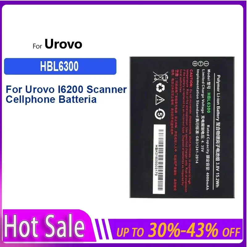 Аккумулятор 3000 мАч/5000 мАч для сканера Urovo I6200 i6080 cBK2800 DBK2800 i6310i i6310B i6310C i6310M7 SCANNER i3000 PDA i9000s