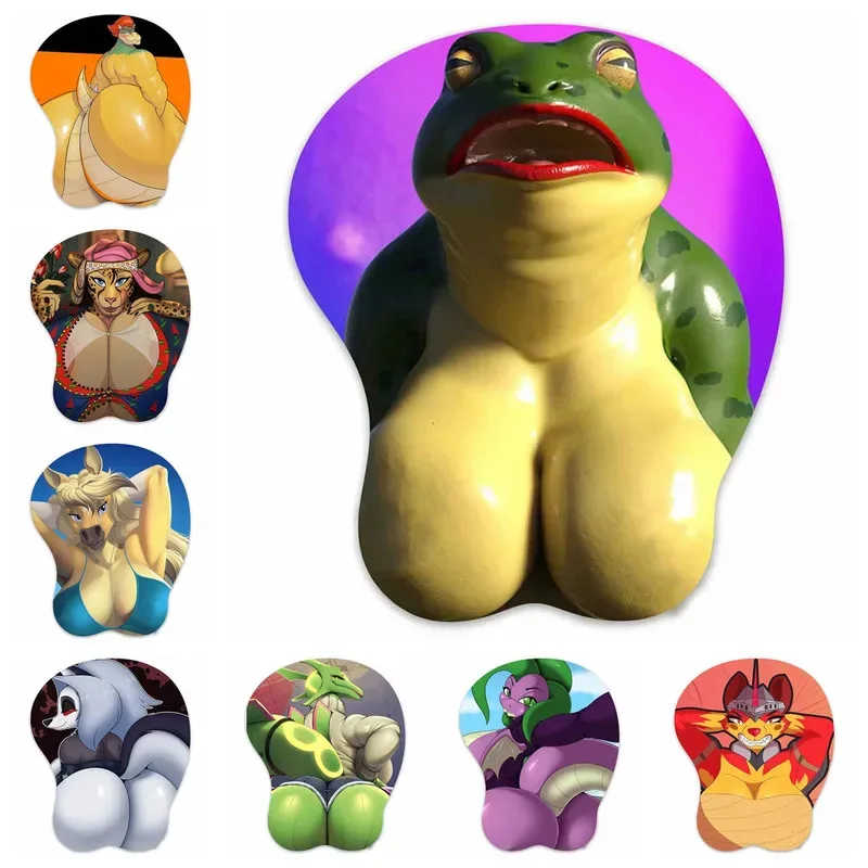 3D коврик для мыши лягушка копа гепард лошадь LOONA Rayquaza Spike Unikitty Oppai коврик для мыши грудь игровая подставка для запястий Boobpad