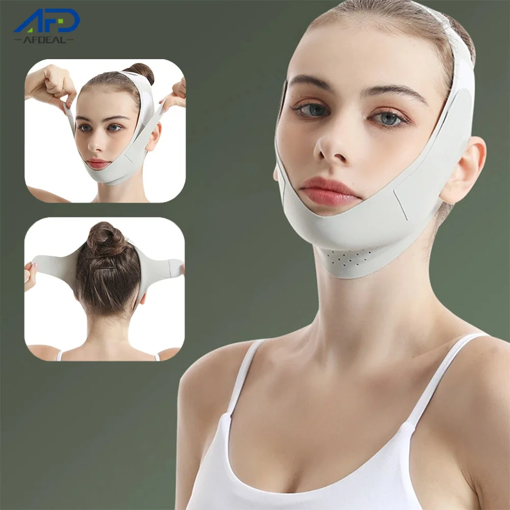 

Регулируемая V-образная лента для подтяжки лица — дышащая, многоразовая подтяжка для подбородка и щек для мужчин и женщин