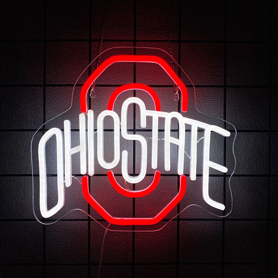 Ohio State Football Neon Sign For Wall Decor,LED USB Neon Light for University,Football Team,Bedroom,Man Cave,Christmas Gift