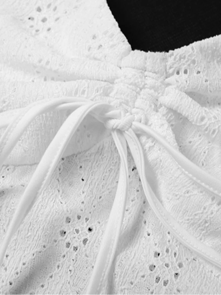 Light Blue Eyelet Halter Women Sexy Camisole Elegant Scalloped Hem Halter Neck Eyelet Cami Top 2026 New Lady Date Night Tops