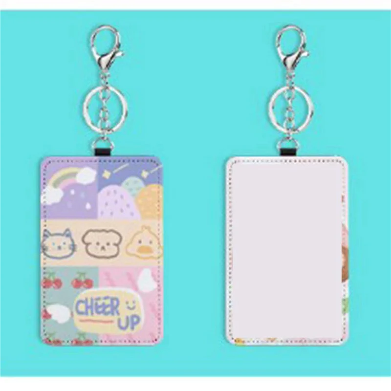 AB30-50Pcs Dye Sublimation Rectangle Portable Transportation Card Holder Work Card Holder Printable Card Holder Keychain