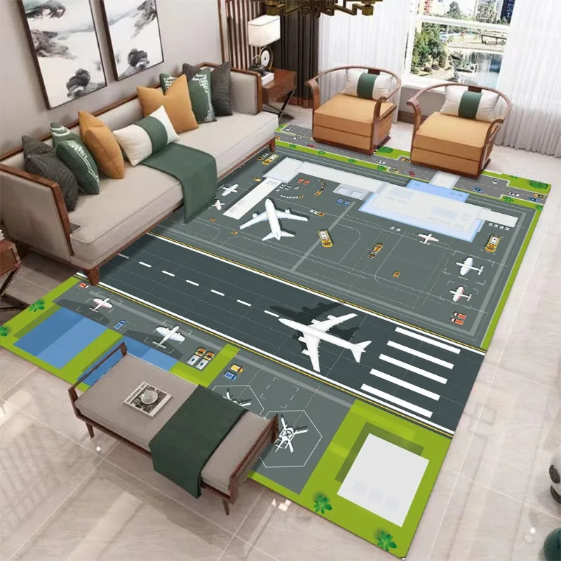 Cartoon Carpet Children's Parking Lot Traffic Game Floor Mat Carpet Boy Car Road Track Carpet Lane Floor Mat Rugs Living Room