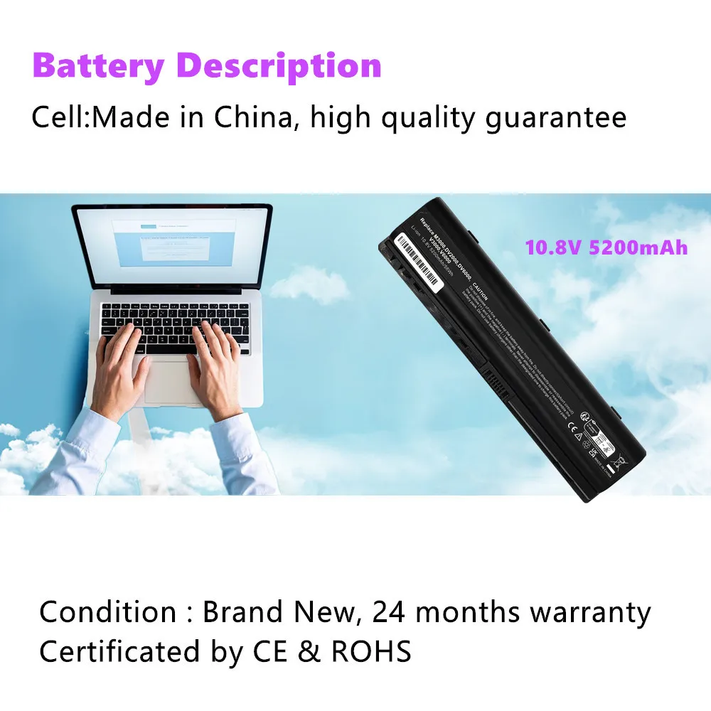 Laptop Battery For HP Pavilion DV2000 dv2100 dv6000 dv6100 dv6500 V3000 V3100 V3500 V6000 V6100 V6200 V6500 C700 F500 HSTNN-DB42