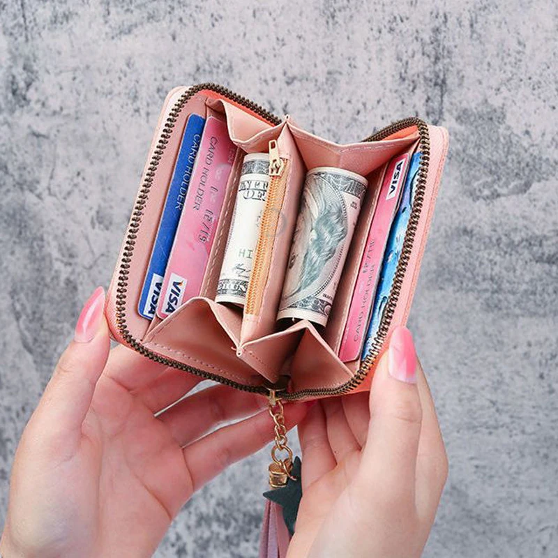 Wallet for Women Cute Cat Paw Print Short Purse PU Leather Bank Credit Card Holder Students Portable Zipper Coin Wallet