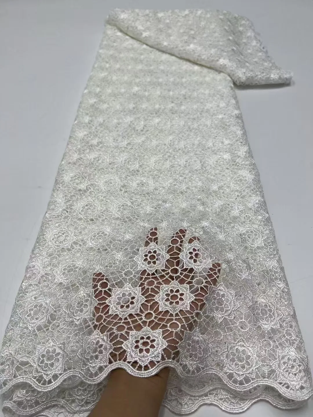 

White Guipure Cord Lace Fabric 2025 High Quality African Water Souble Lace Material Bridal For Nigerian Wedding Dress