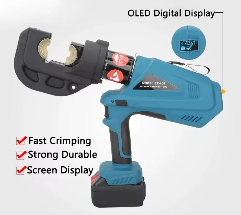 Rechargeable Li-Battery Digital display Hydraulic pliers EZ-400 Handheld Electric Wire Copper Aluminum Terminal Crimping Tool