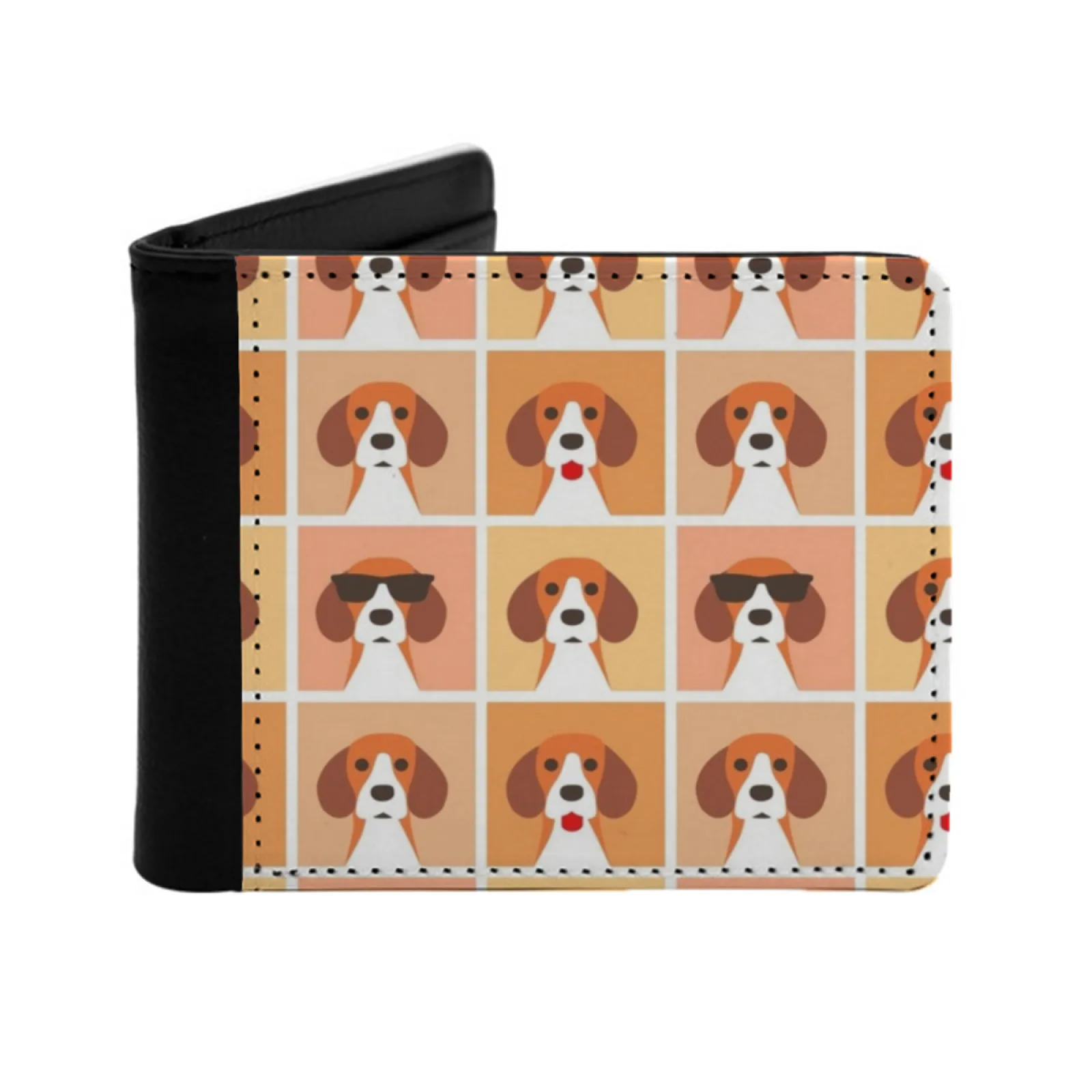 Beagle Pattern Personalized Wallet For Men And Women Pu Leather Short Pocket Purse Beagle Beagle Dog Beagle Mom Beagle Dad