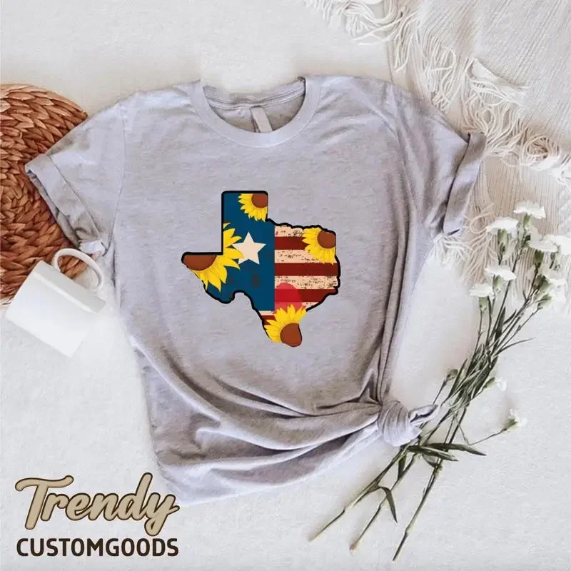 Floral Texas Map T Shirt Flag Womens Texan Lover State Fan