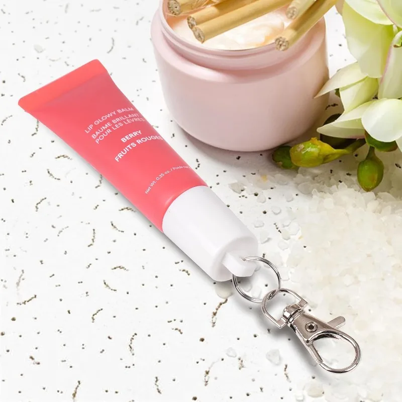 4 PCS Laneige Lip Glowy Balm Replacement Cap, Red White Lip Balm Tube Lid With Keychain For Laneige Lip Glowy Balm Portable view 6
