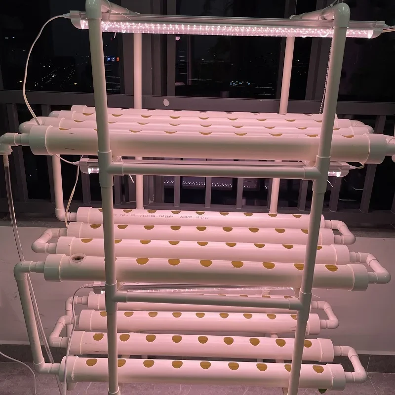 Soilless Cultivation Hydroponics Hydroponics Planting Equipment 108 Hole LED Planting Rack with Light Home Gardening