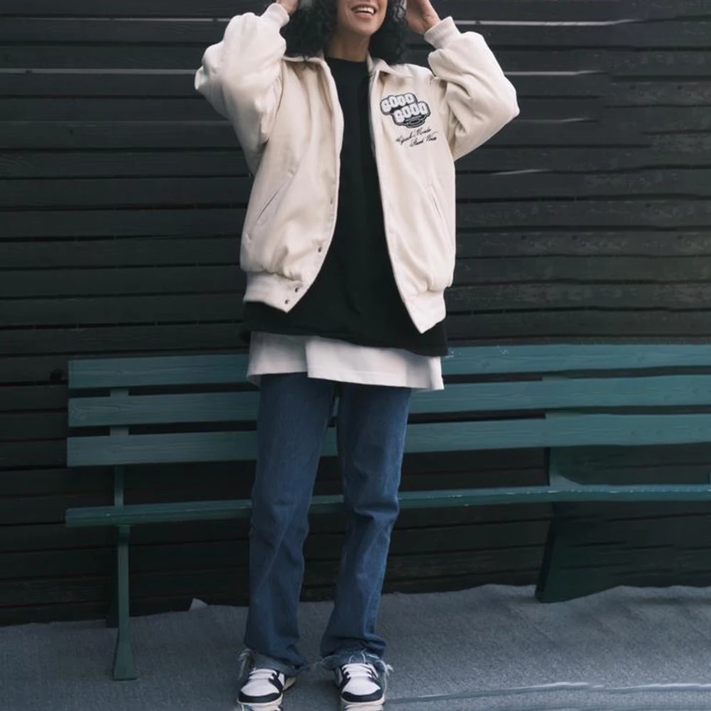 American High Street Fashion Trend Embroidered Baseball Jacket Autumn And Winter Mens Cotton Jacket Thick Winter Coat Coat