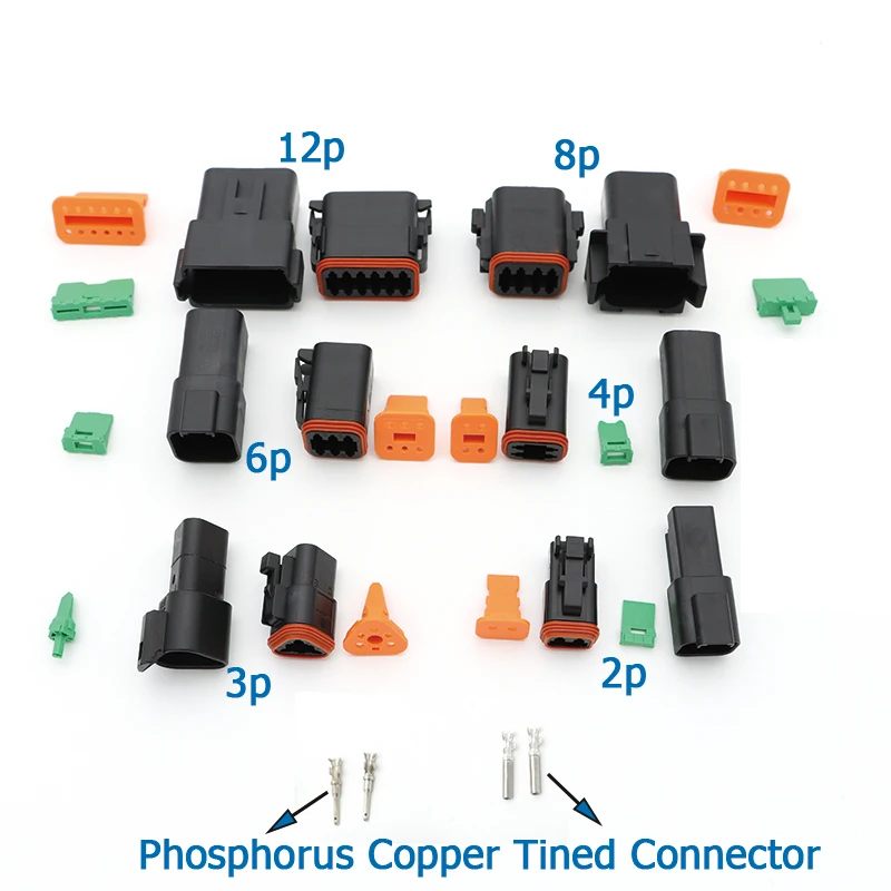 1 Piece Waterproof DT Connector Plug Kit DT06-2S/DT04-2P 3P 4P 6P 8P 12P Male Female Automotive Plug Socket Deutsch Connector