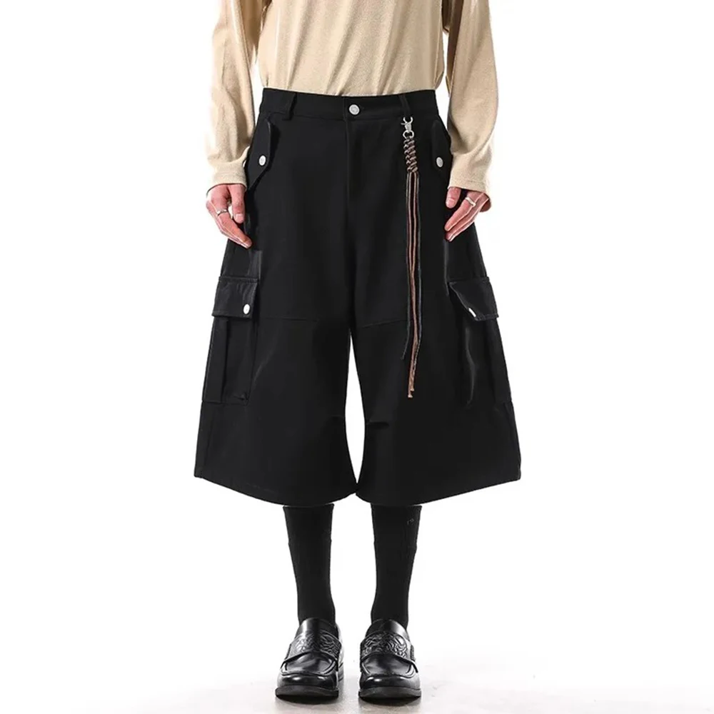 

Летние мужские однотонные шорты для спецодежды, 100% хлопок, американский ретро-модный тренд, свободные повседневные нишевые мужские штаны High Street