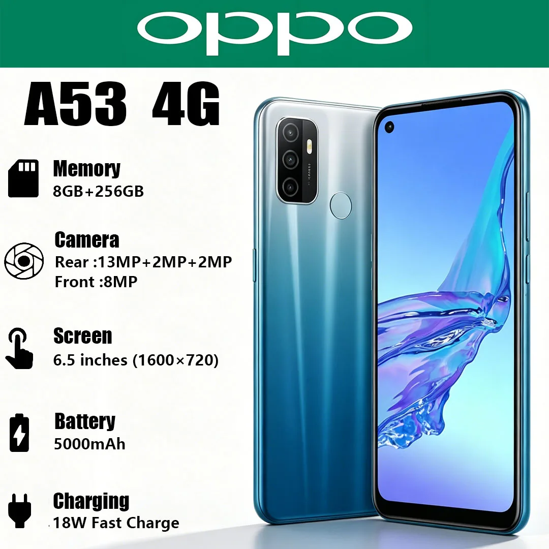 OPPO A53 Mobile Phone 6.5-inch Large Screen 13MP Main Camera 5000mAh Long-lasting Battery Global Version Of Dual-SIM Smartphone