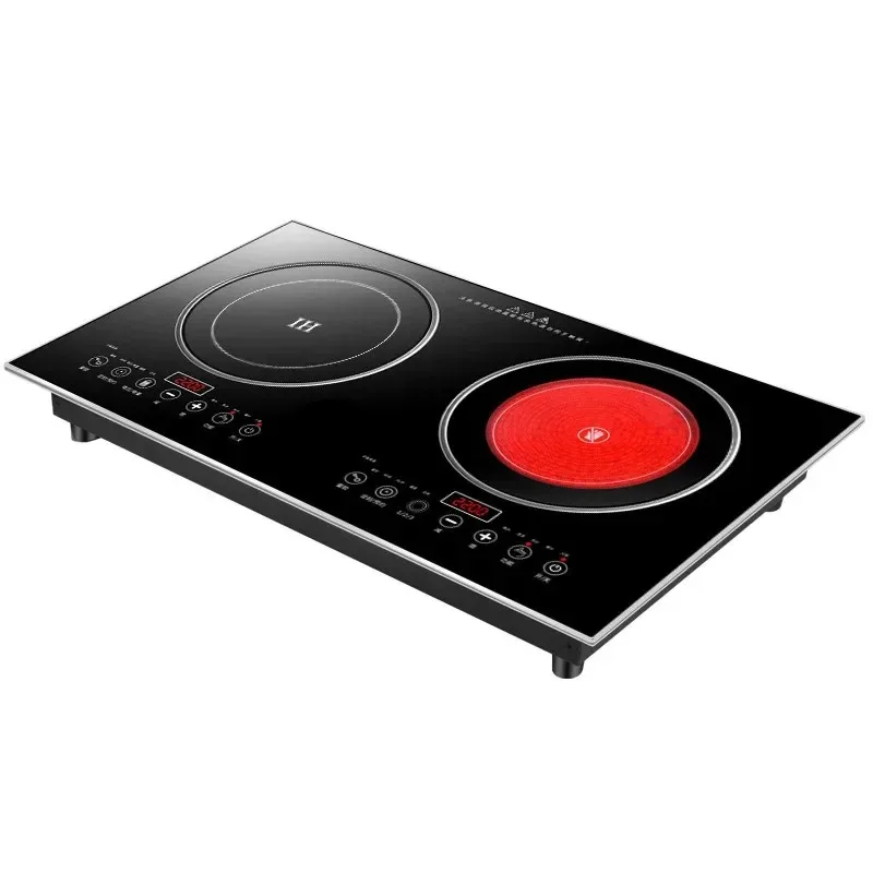 Built-in Panel Cooktop Double-burner Electric Cooktop Induction Cooker and Ceramic Cooker Double Stove Embedded Dual Use
