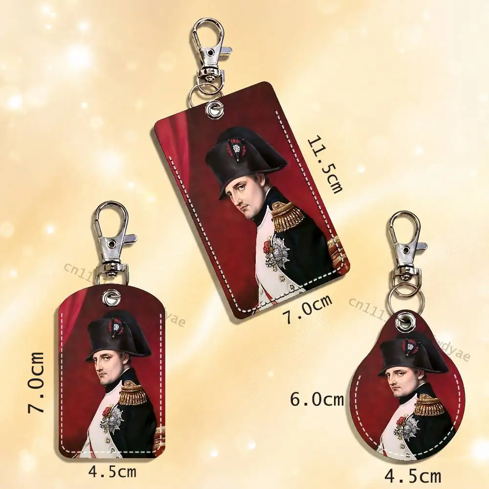 Napoleon Bonaparte Rectangle ID Card Case Keychain Access Card Bag Key Tag Ring Leather Card Holder Key Ring Access image 4