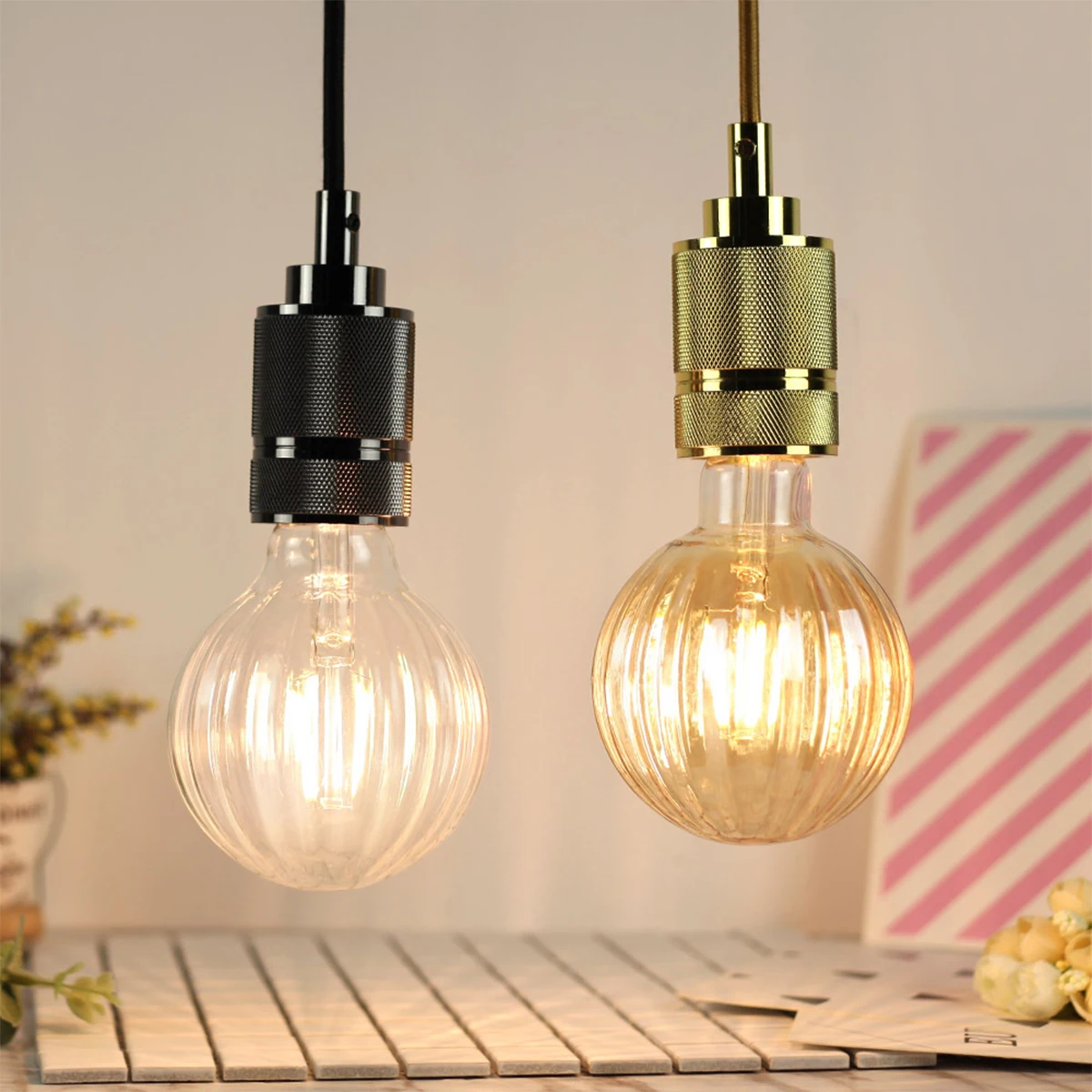 Pop Led Bulb Special Shaped 220v Antique Light Bulbs Decorative Filament E27 Amber Glass Retro Edison Lamp Spiral G125 4w Gold 2