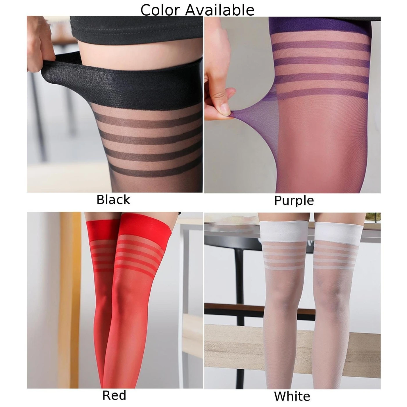 Hot Mens Stockings Socks Glossy Oil Shiny One Size Polyester Sexy Sheer Soft Thigh High Transparent Breathable