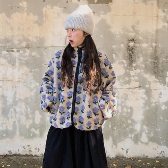 Piel de cordero Jaet mujer Sle cálido Aosphere invierno Faion 3D flor lindo coreano largo Sve ropa interior primavera otoño