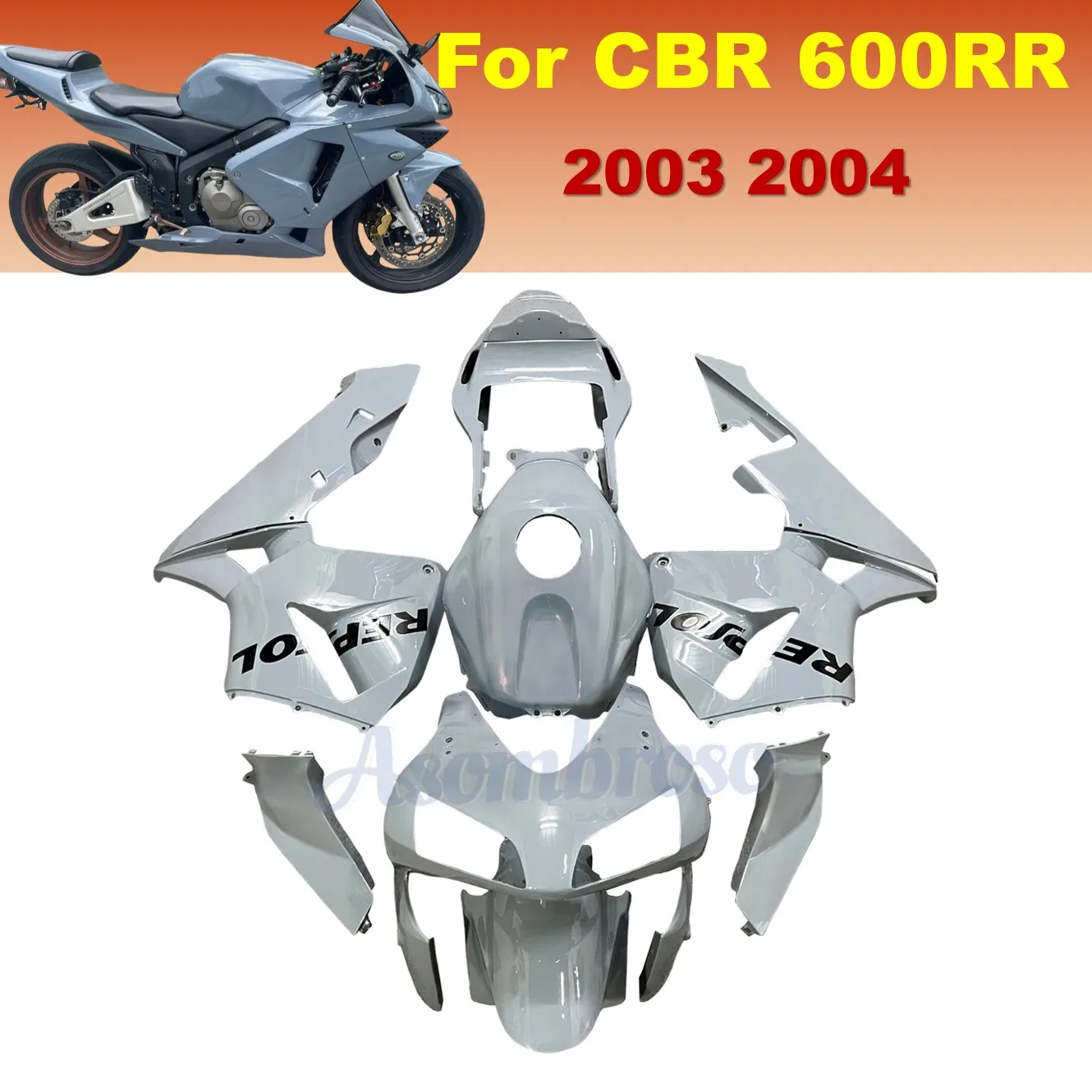Пластиковый корпус мотоцикла, подходит для CBR600RR 2003 2004 CBR600 RR PC37, глянцевый Nardo серый ABS, комплекты обтекателей для литья под давлением