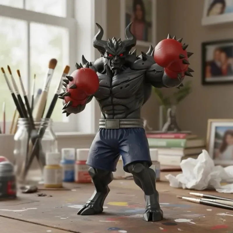 Unique 3D Printed Boxing Cow Ornament Funny Fitness Cow Model Home Bookshelf Collection Creative Desktop Decoration Children Toy